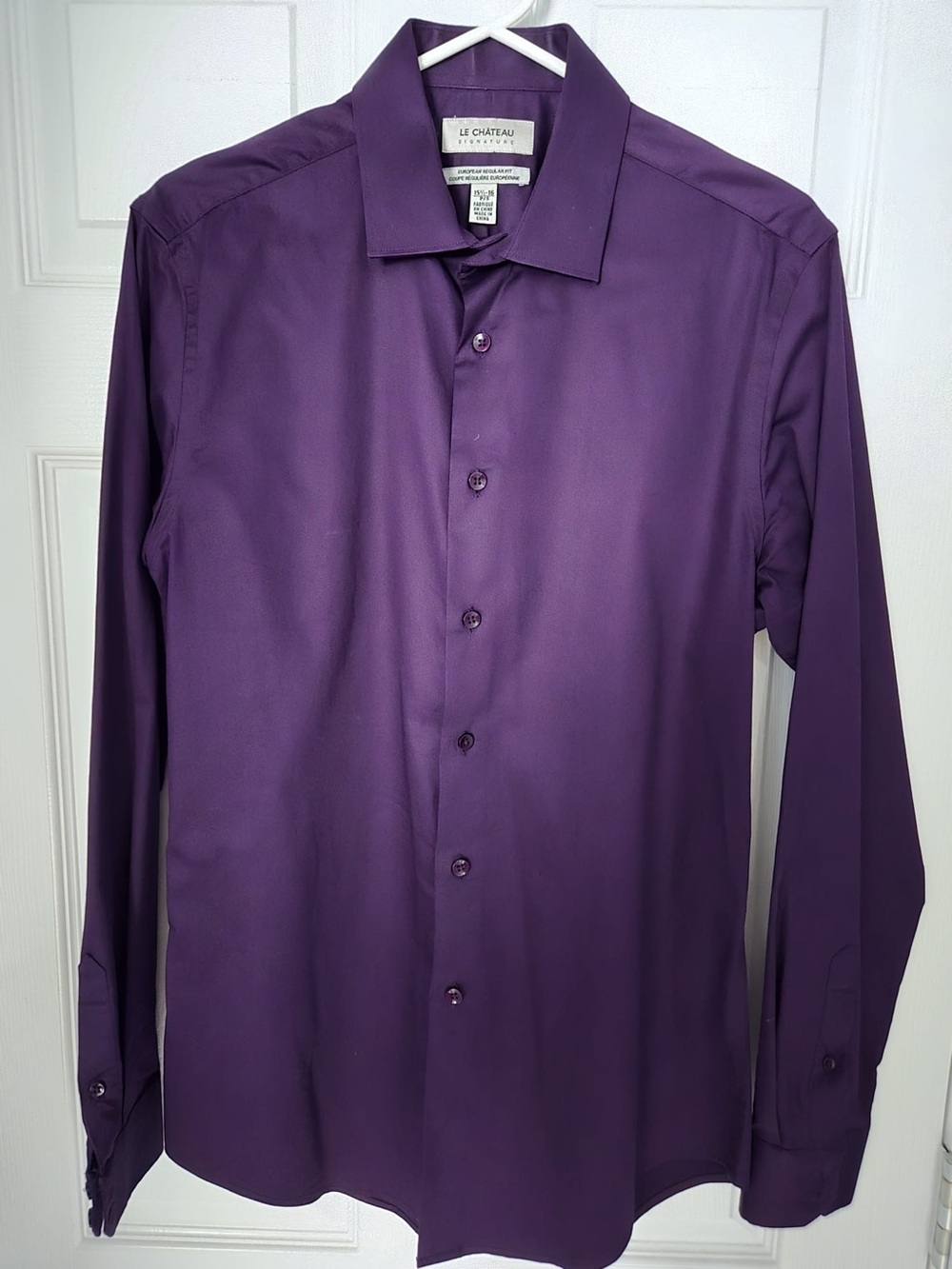 le chateau Men's Deep Purple Dress Shirt